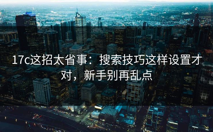 17c这招太省事：搜索技巧这样设置才对，新手别再乱点